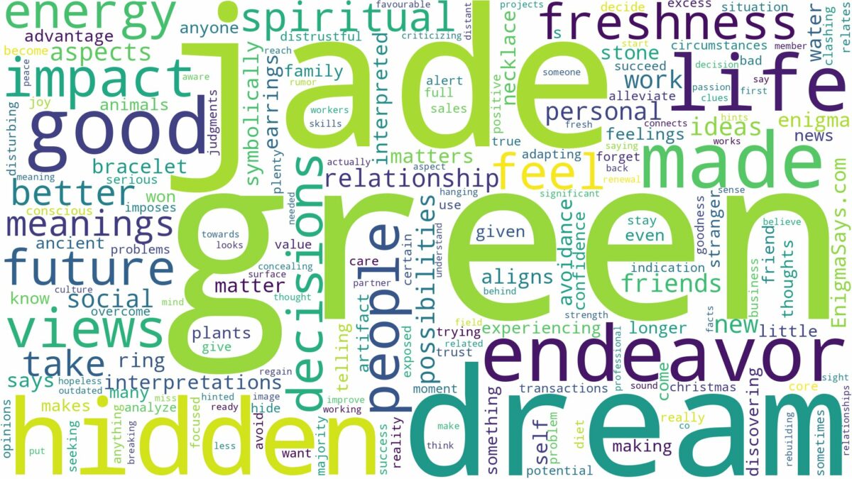 dream about green jade and related dreams with their meanings in a word cloud