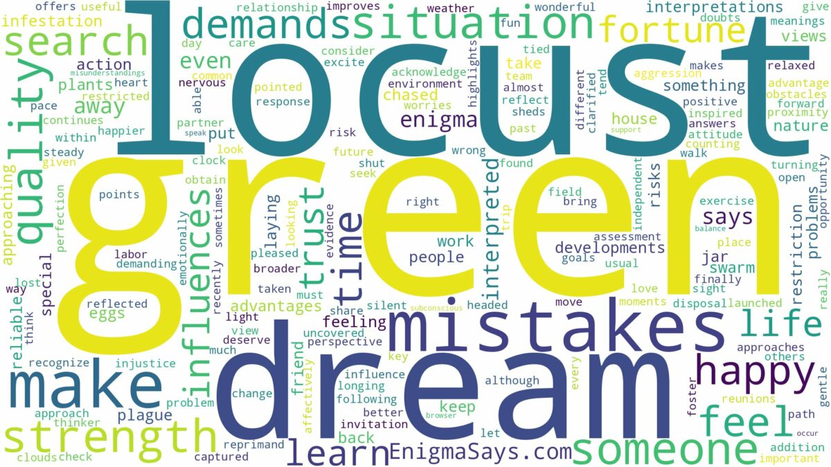 dream about green locust and related dreams with their meanings in a word cloud