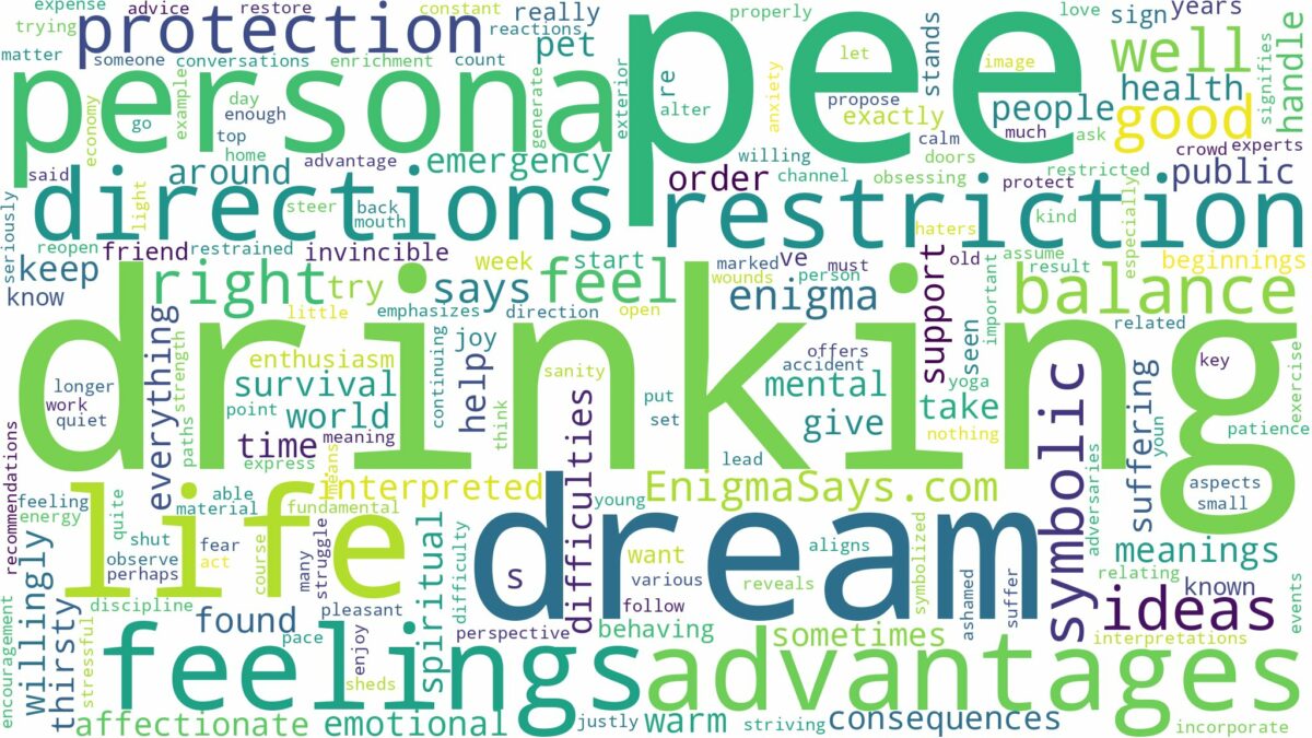 dream of drinking pee and related dreams with their meanings in a word cloud