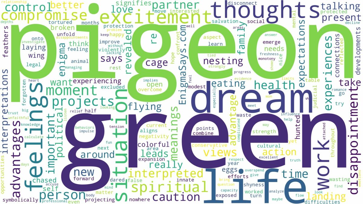 dream about green pigeon and related dreams with their meanings in a word cloud