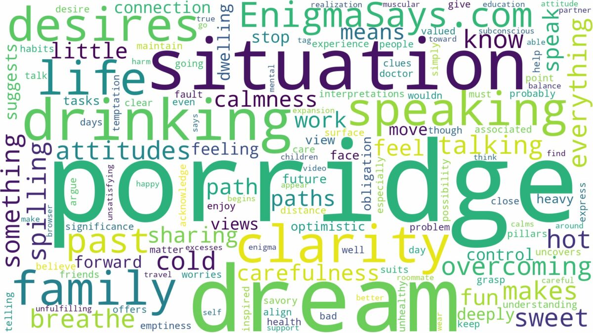 dream of drinking porridge and related dreams with their meanings in a word cloud