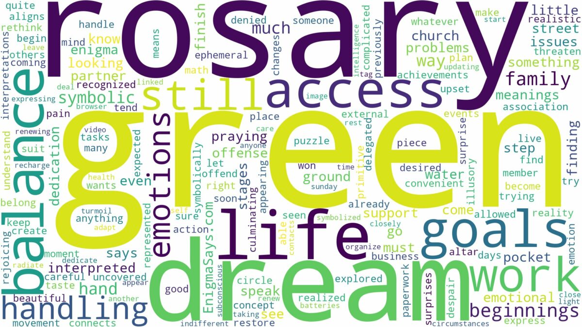 dream about green rosary and related dreams with their meanings in a word cloud