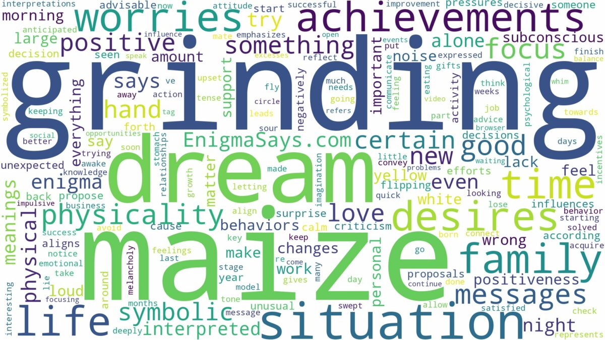 dream of grinding maize and related dreams with their meanings in a word cloud