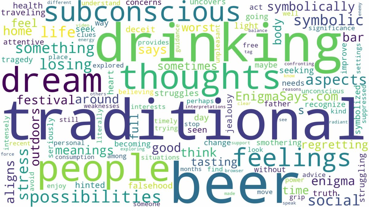 dreaming of drinking traditional beer and related dreams with their meanings in a word cloud