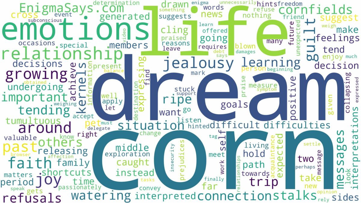 dream of growing corn and related dreams with their meanings in a word cloud