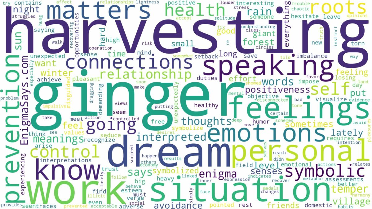 dream of harvesting ginger and related dreams with their meanings in a word cloud