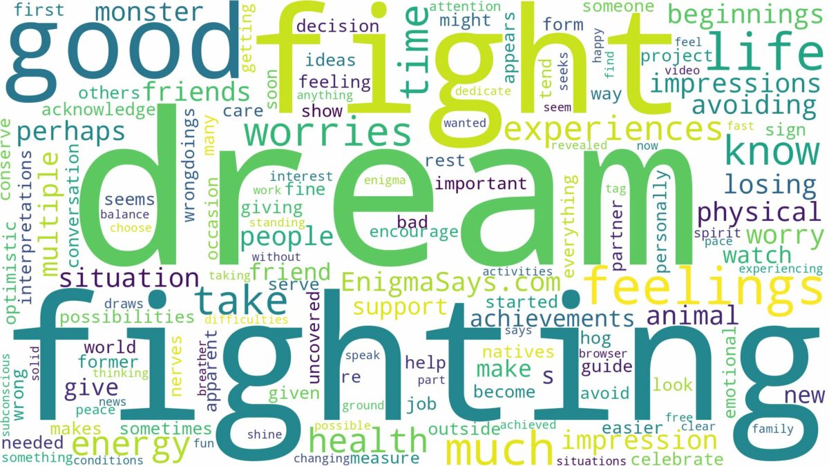 dream of having a fight and related dreams with their meanings in a word cloud