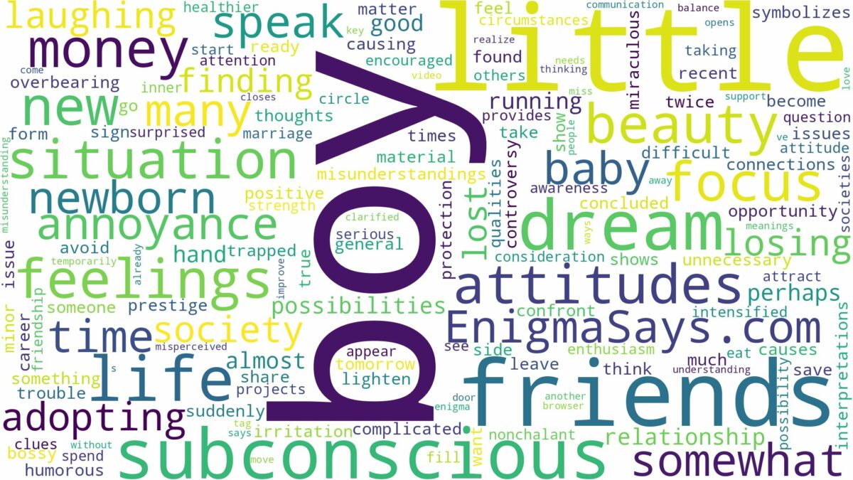 dreaming of having a little boy and related dreams with their meanings in a word cloud