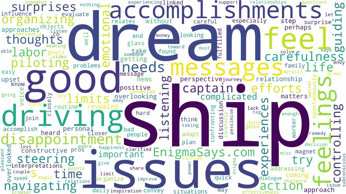 dream of driving a ship and related dreams with their meanings in a word cloud