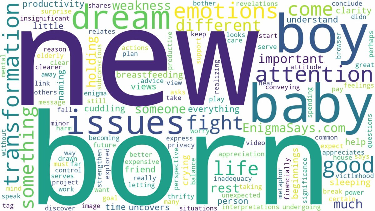 dreaming of having a new born baby boy and related dreams with their meanings in a word cloud