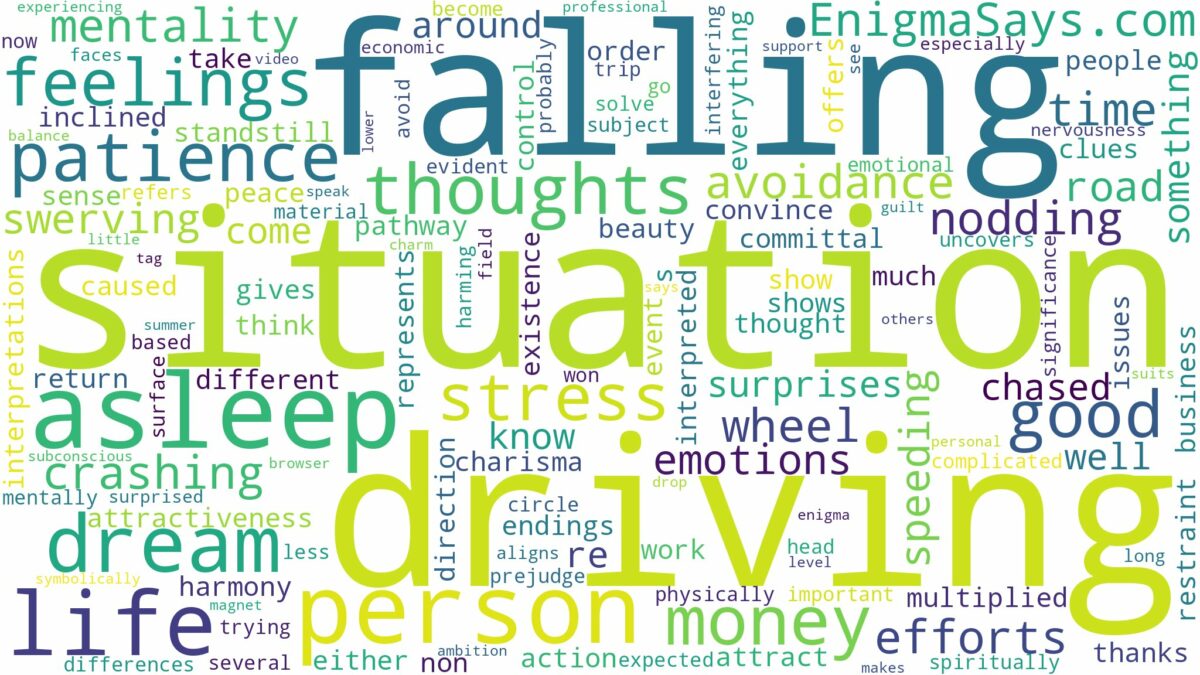 dreaming of driving and falling asleep and related dreams with their meanings in a word cloud