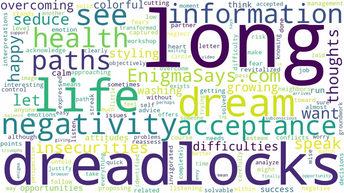 dreaming of having long dreadlocks and related dreams with their meanings in a word cloud