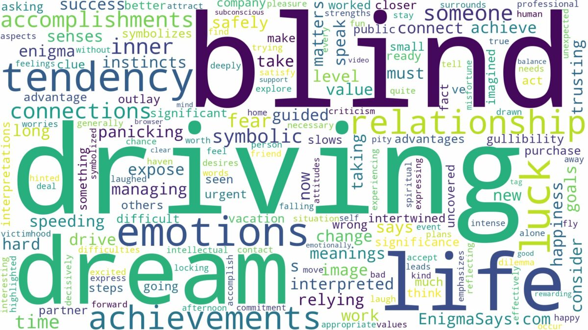 dream of driving blind and related dreams with their meanings in a word cloud