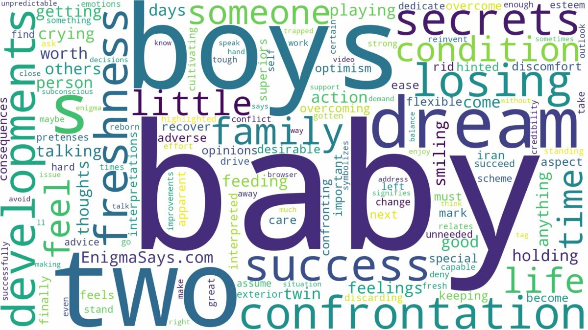 dreaming of having two baby boys and related dreams with their meanings in a word cloud