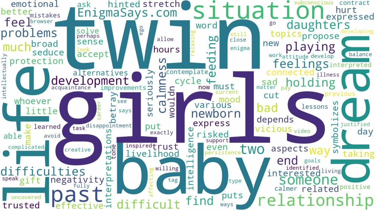 dreaming of having two baby girls and related dreams with their meanings in a word cloud