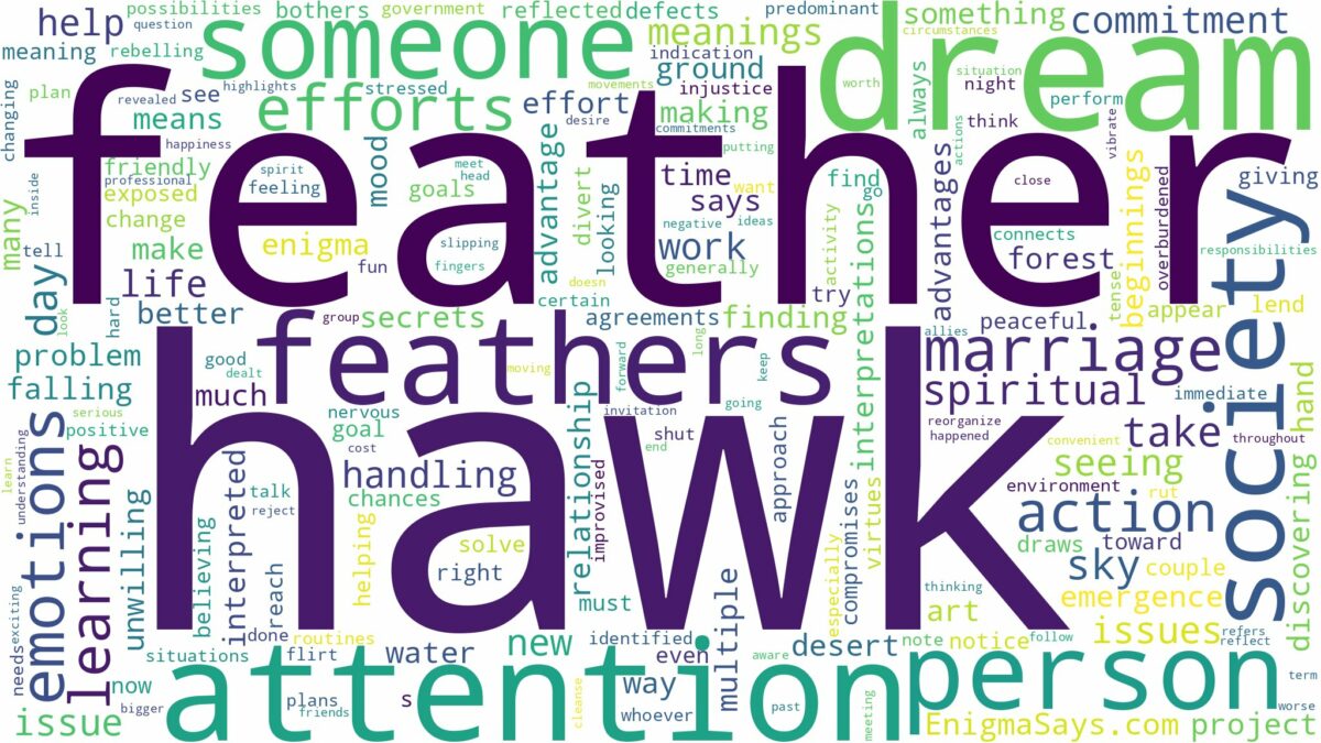 dream about hawk feathers and related dreams with their meanings in a word cloud