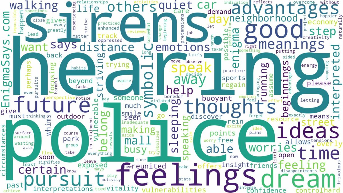 dreaming of hearing police sirens and related dreams with their meanings in a word cloud