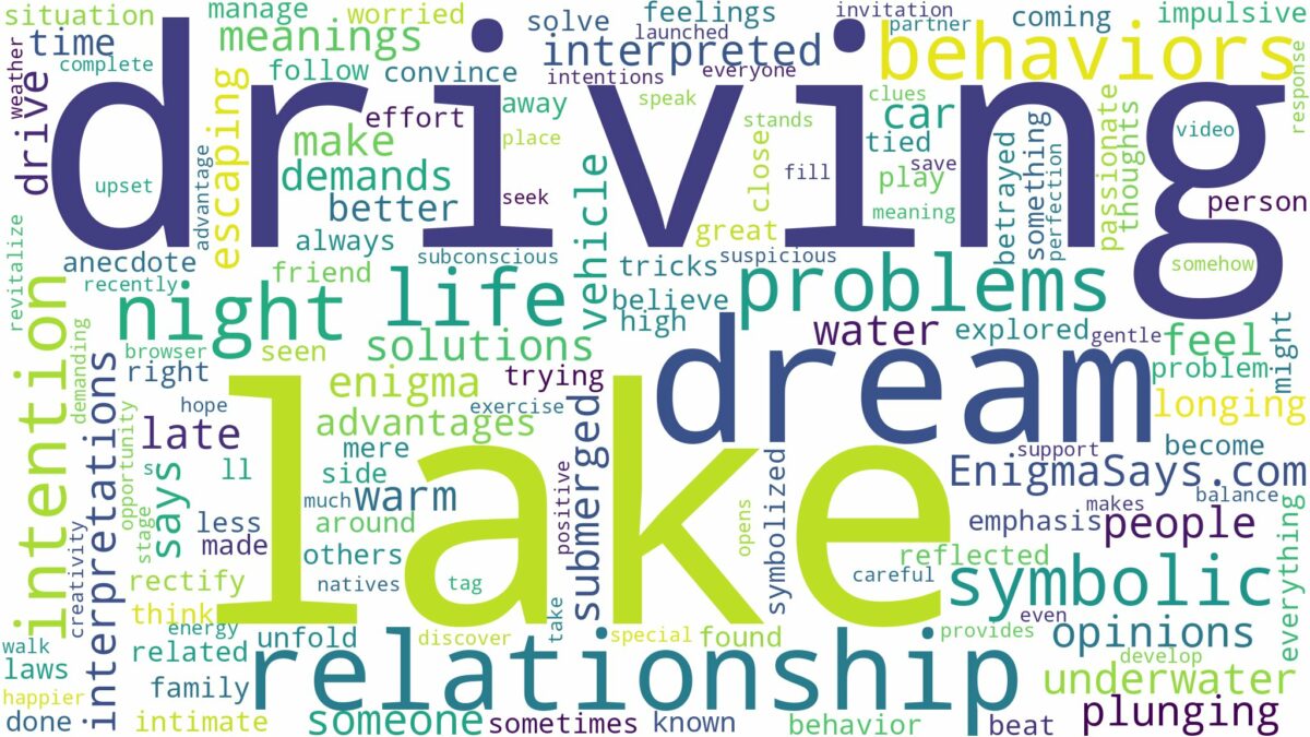 dream of driving into a lake and related dreams with their meanings in a word cloud