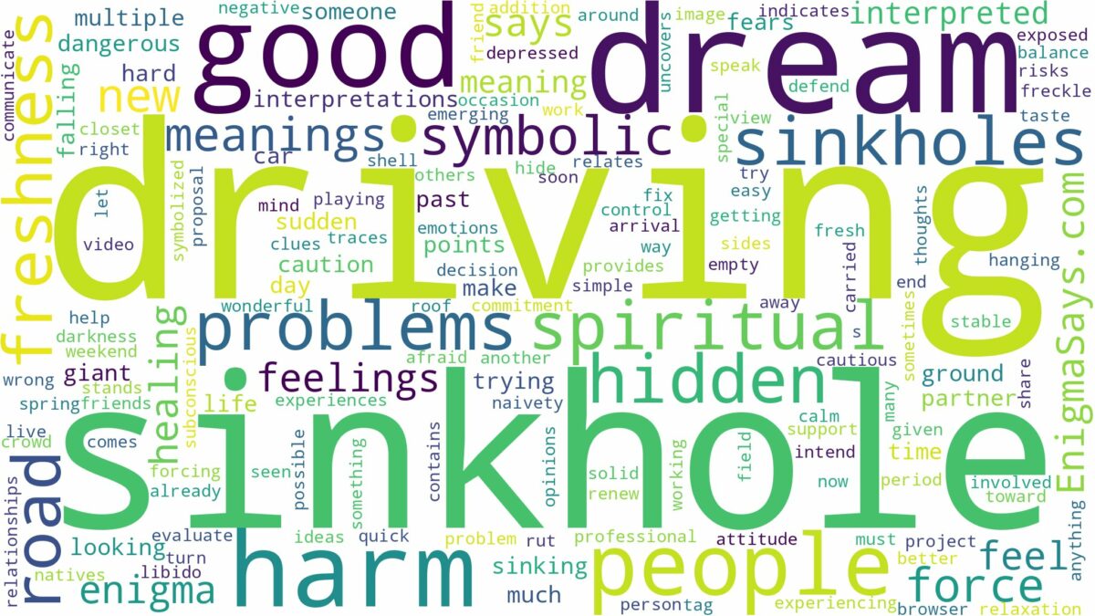 dream of driving into sinkhole and related dreams with their meanings in a word cloud