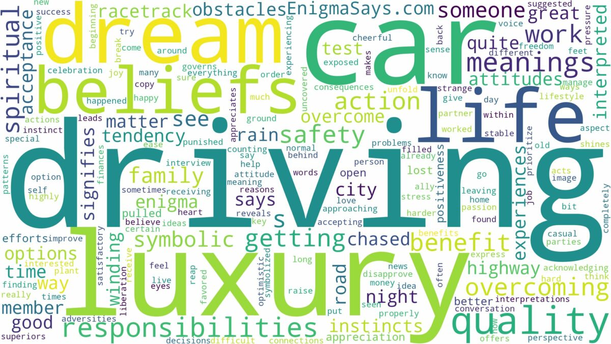 dreaming of driving luxury car and related dreams with their meanings in a word cloud