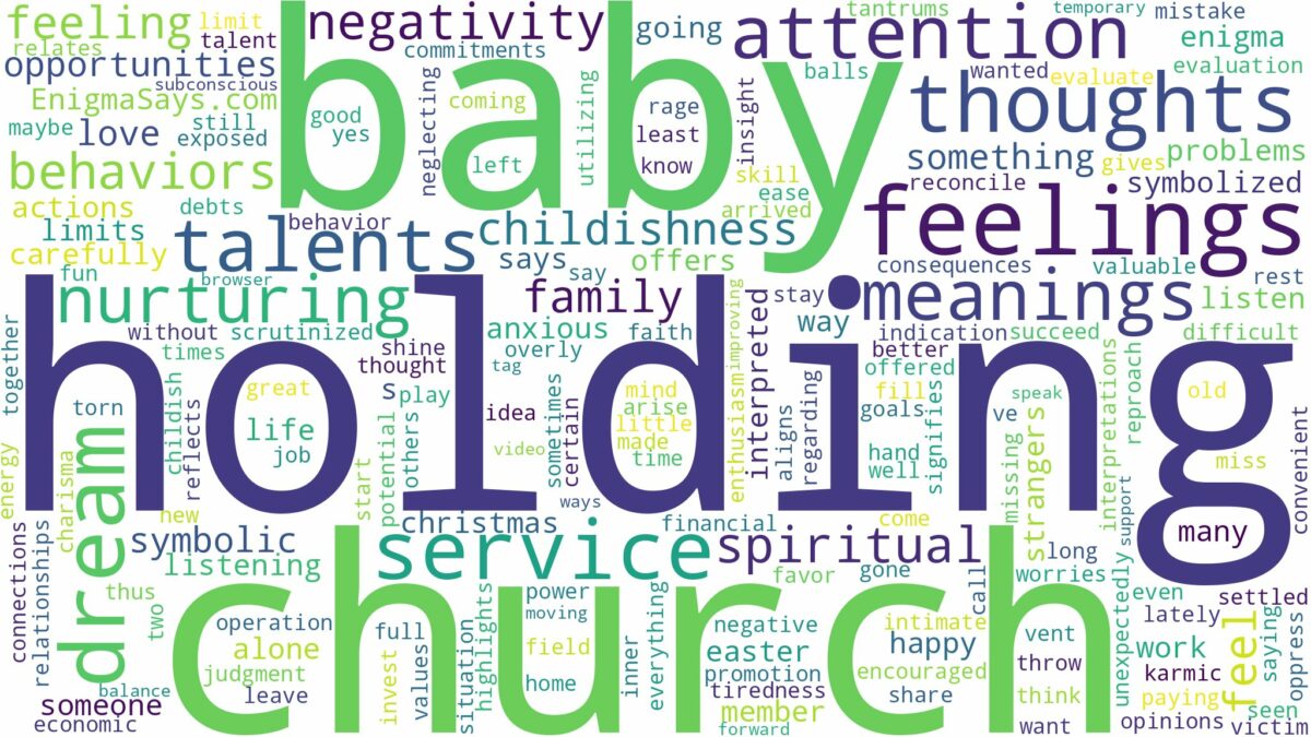 dreaming of holding a baby in church and related dreams with their meanings in a word cloud