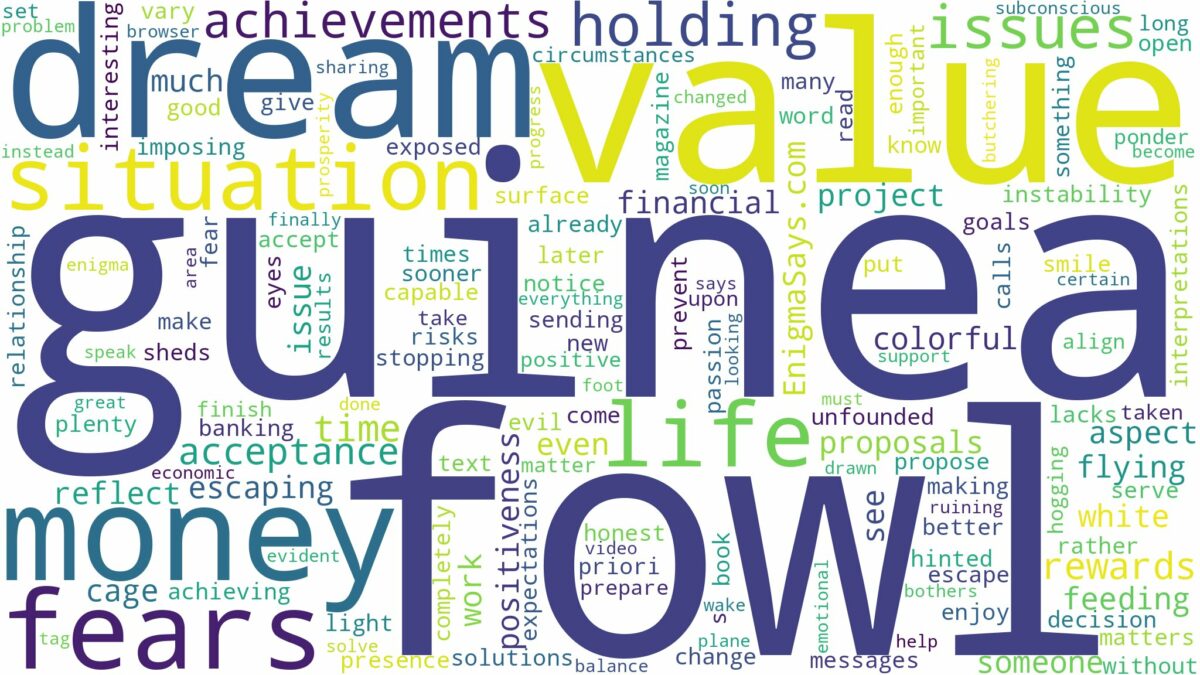 dreaming of holding a guinea fowl and related dreams with their meanings in a word cloud