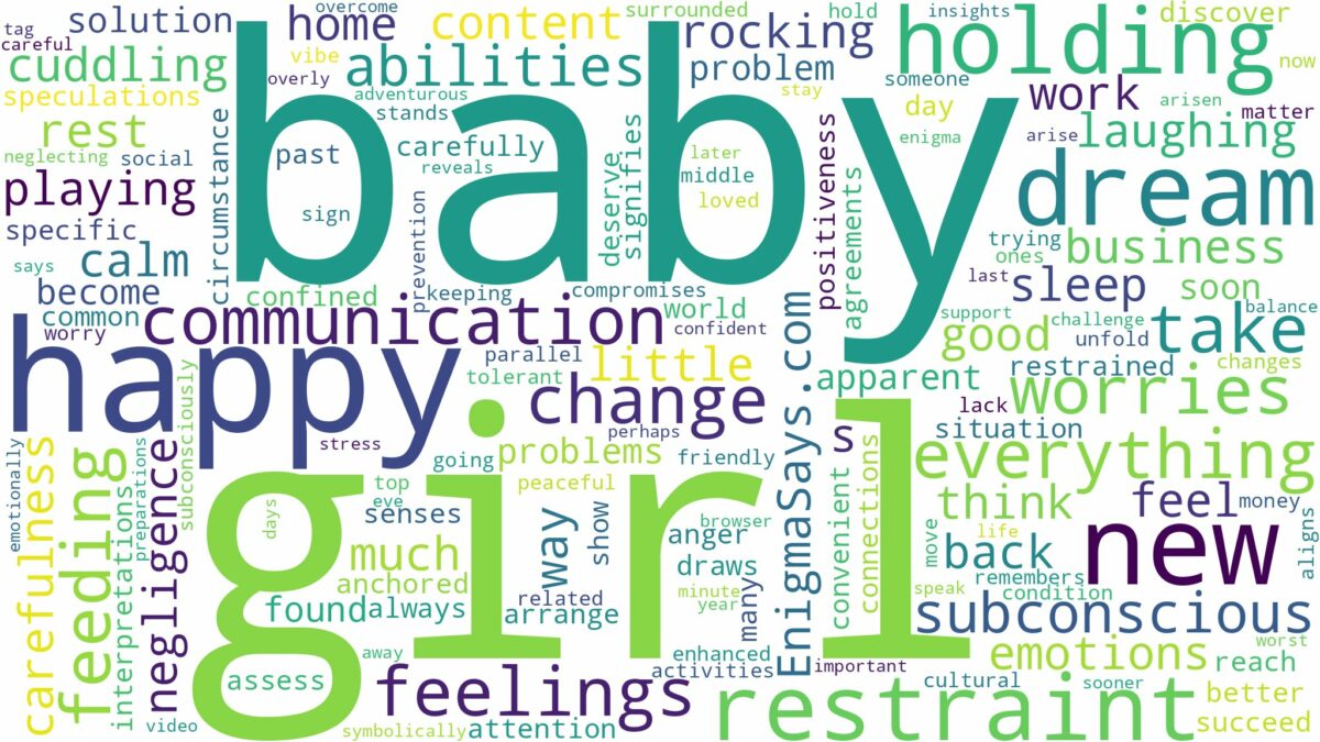 dreaming of holding a happy baby girl and related dreams with their meanings in a word cloud