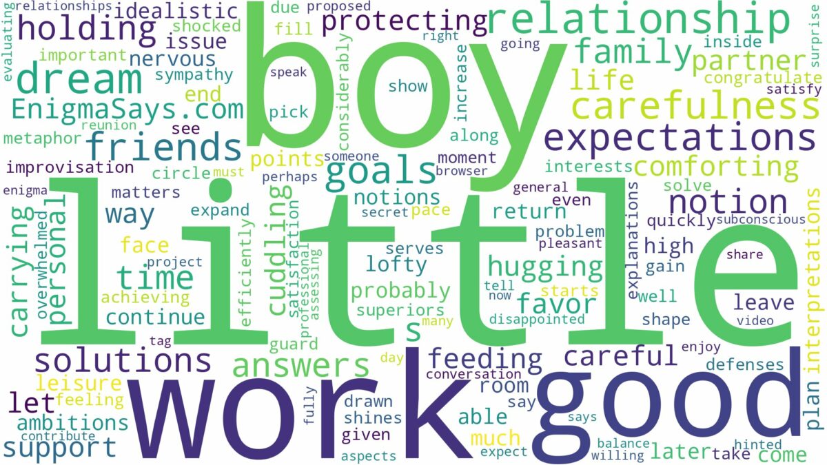 dreaming of holding a little boy and related dreams with their meanings in a word cloud