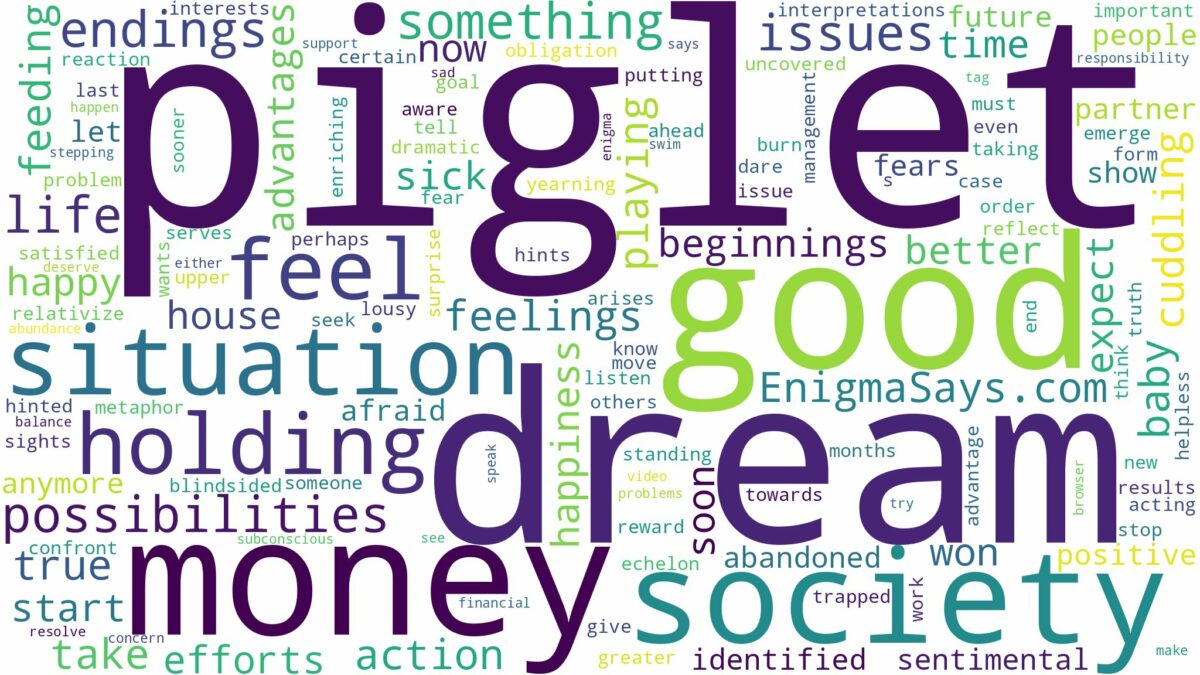 dream of holding a piglet and related dreams with their meanings in a word cloud