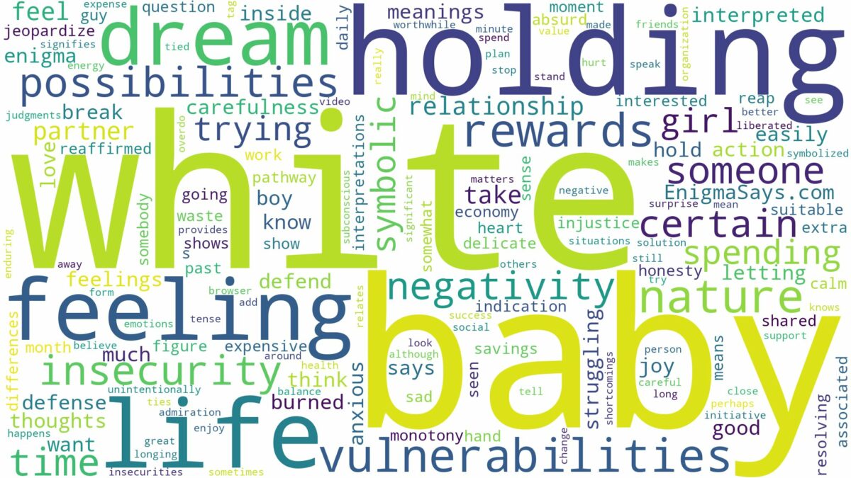 dreaming of holding a white baby and related dreams with their meanings in a word cloud