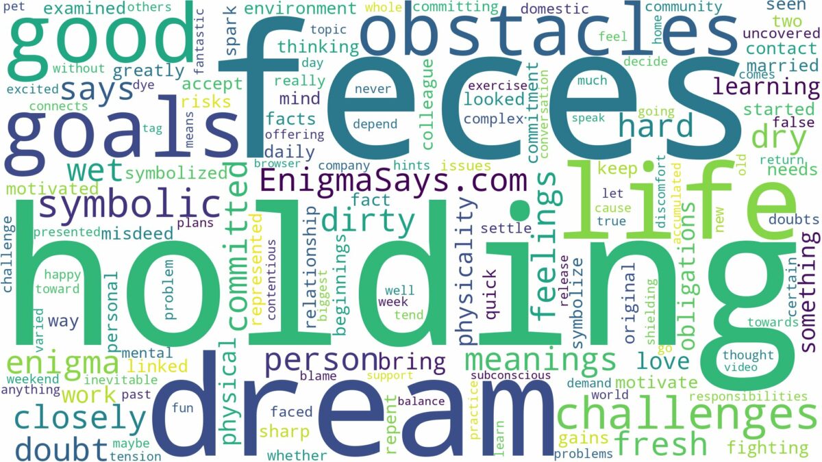 dream of holding feces and related dreams with their meanings in a word cloud