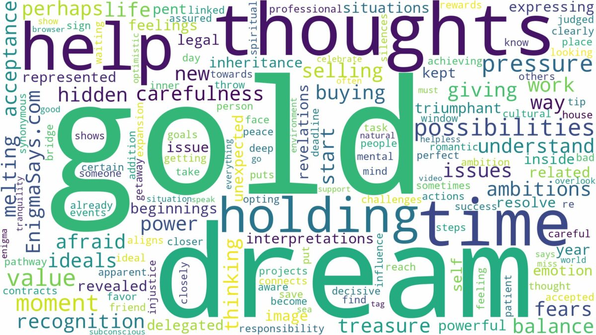 dream of holding gold and related dreams with their meanings in a word cloud