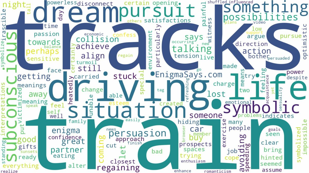 dreaming of driving on train tracks and related dreams with their meanings in a word cloud