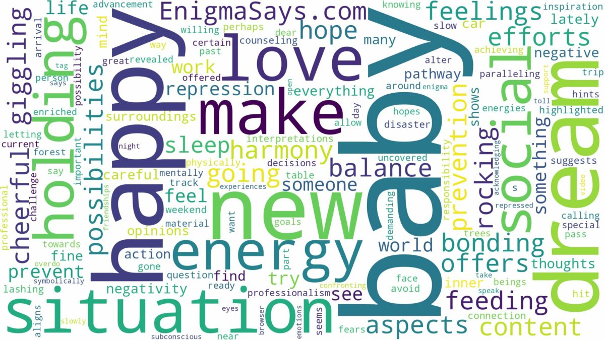 dreaming of holding happy baby and related dreams with their meanings in a word cloud