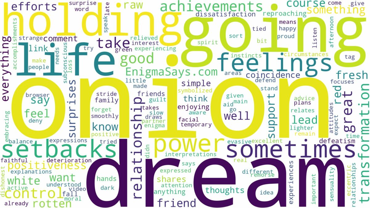 dream of holding onion and related dreams with their meanings in a word cloud