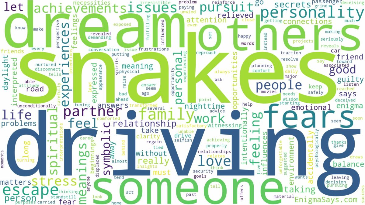 dreaming of driving over snakes and related dreams with their meanings in a word cloud