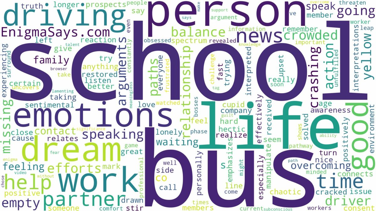 dreaming of driving school bus and related dreams with their meanings in a word cloud