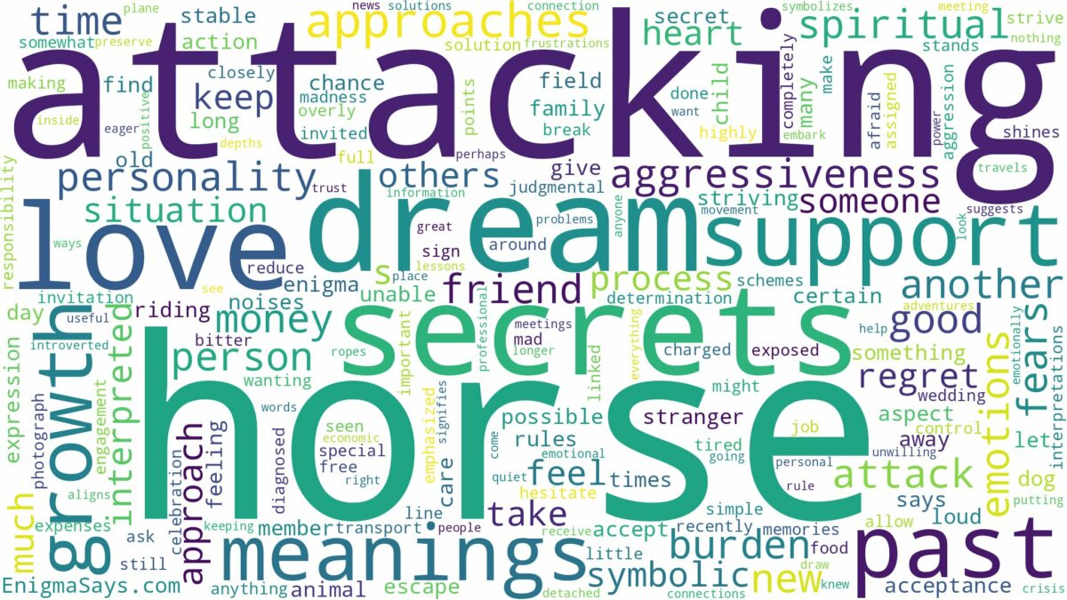 dreaming of horse attacking and related dreams with their meanings in a word cloud