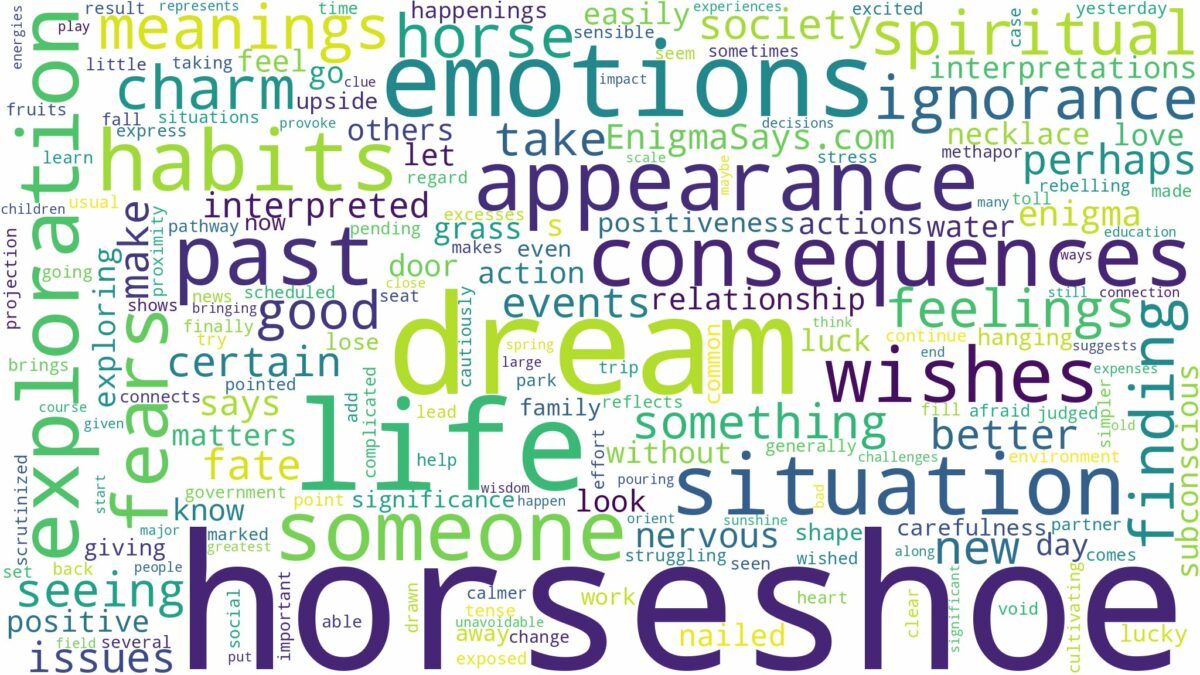 dream about horseshoe and related dreams with their meanings in a word cloud