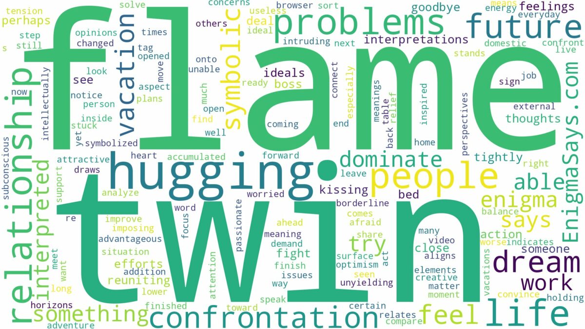 dreaming of hugging twin flame and related dreams with their meanings in a word cloud