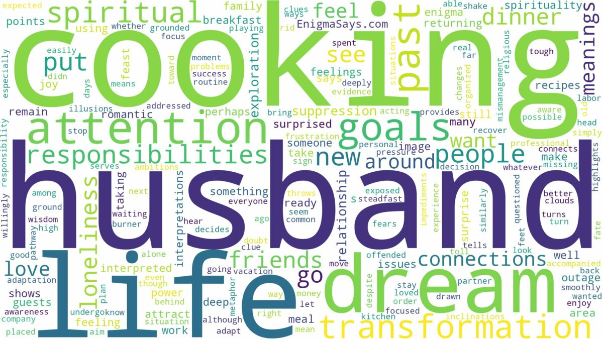 dreaming of husband cooking and related dreams with their meanings in a word cloud