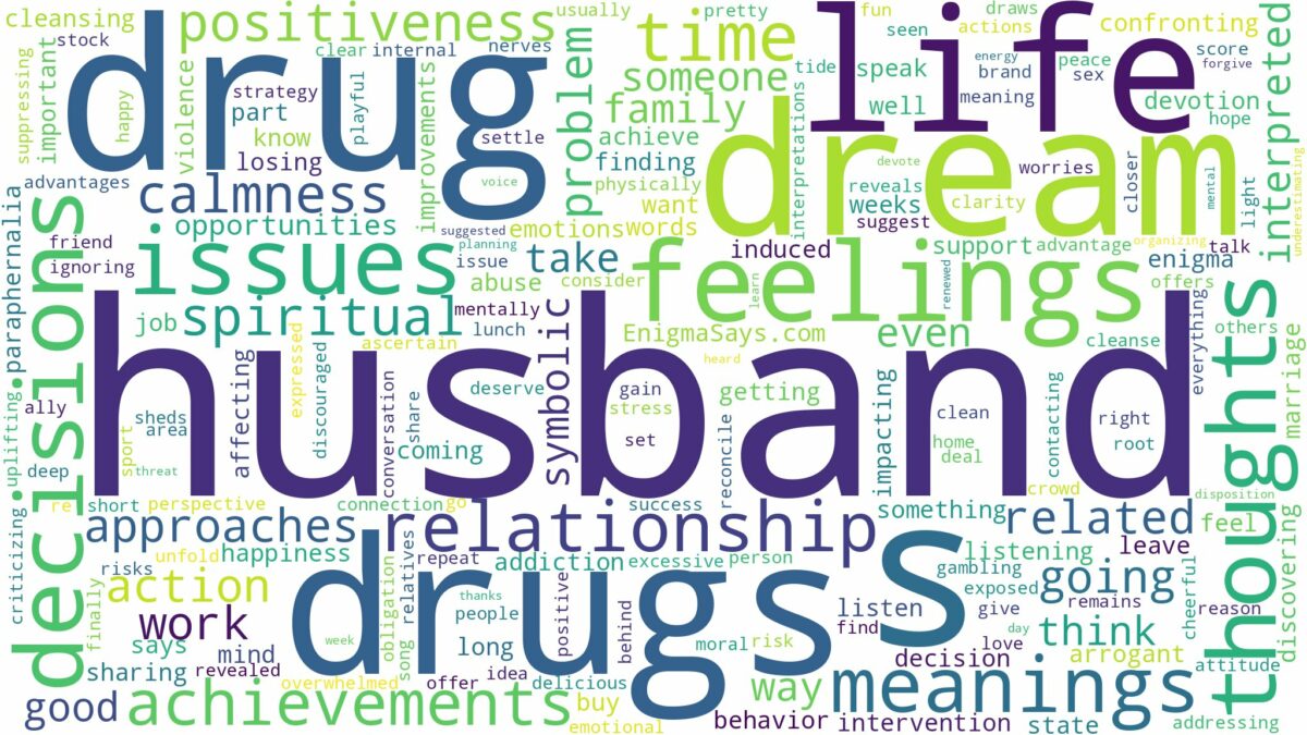 dreaming of husband doing drugs and related dreams with their meanings in a word cloud