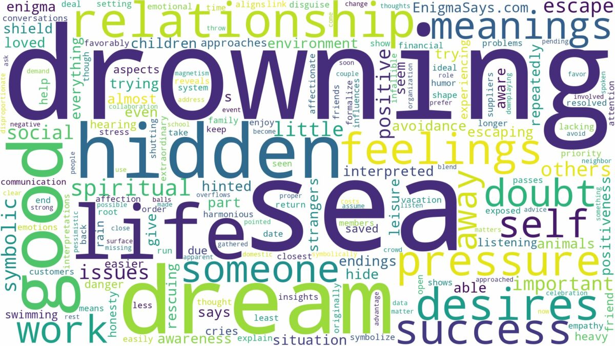 dream of drowning in sea and related dreams with their meanings in a word cloud