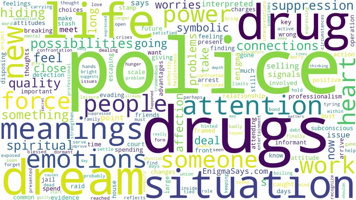 dreams about drugs and police and related dreams with their meanings in a word cloud