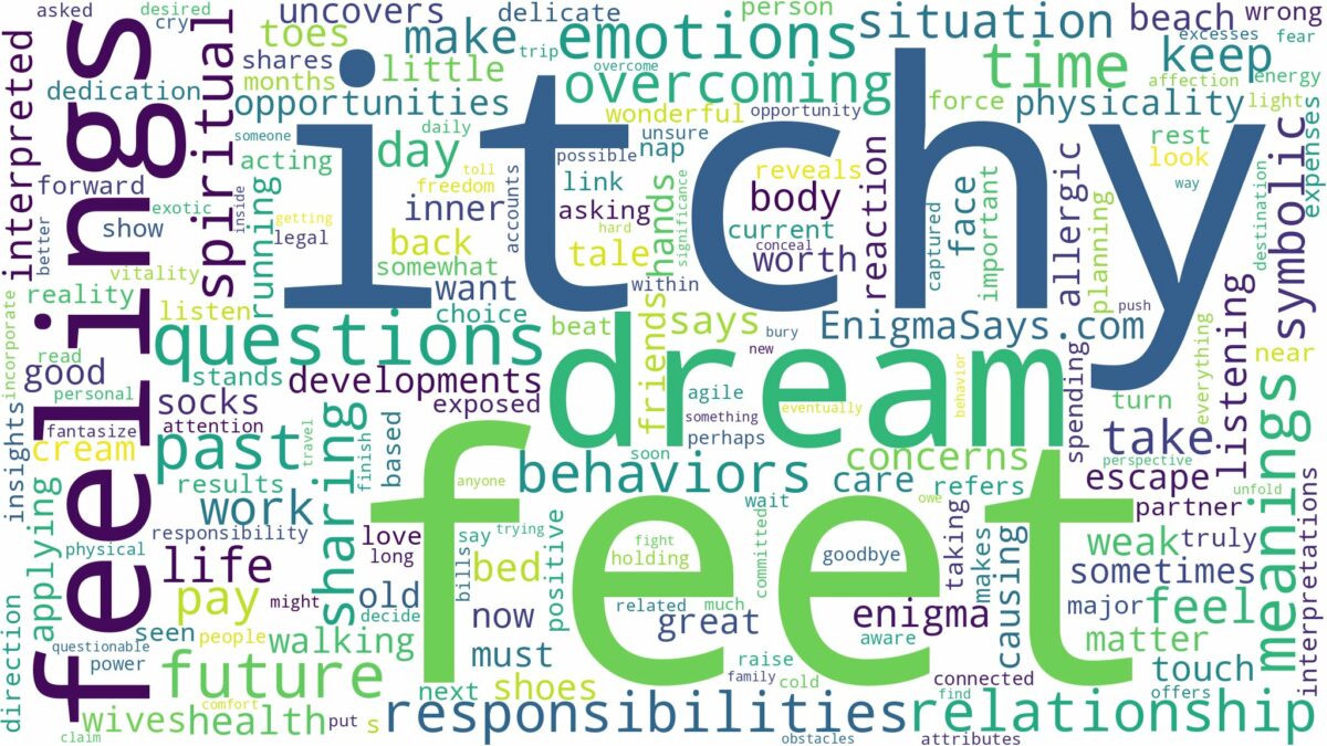 dream about itchy feet and related dreams with their meanings in a word cloud