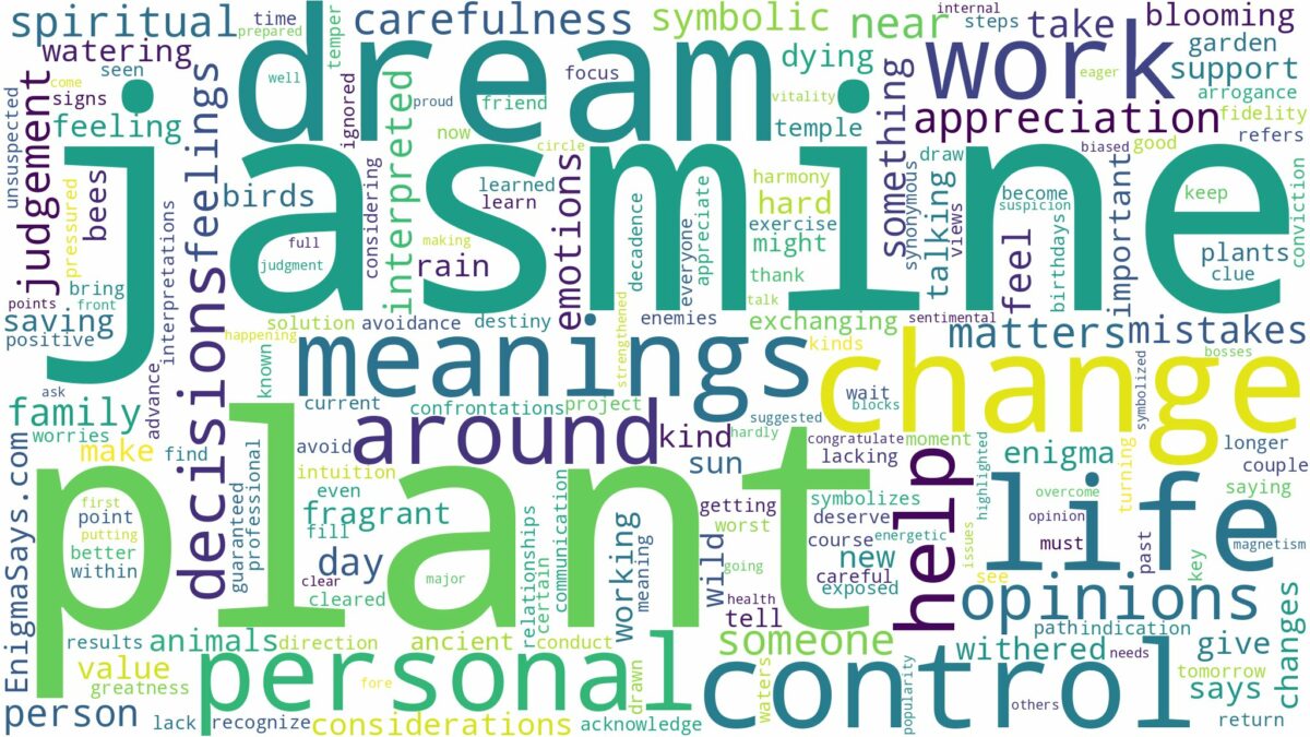 dream about jasmine plant and related dreams with their meanings in a word cloud