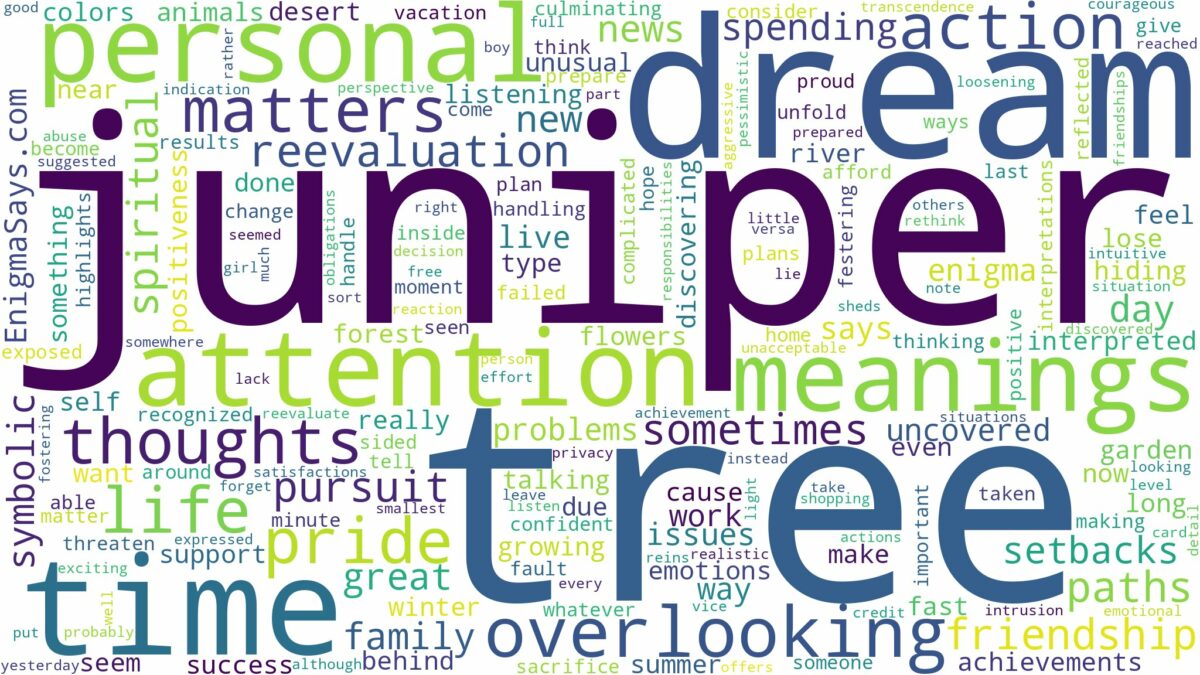 dream about juniper tree and related dreams with their meanings in a word cloud