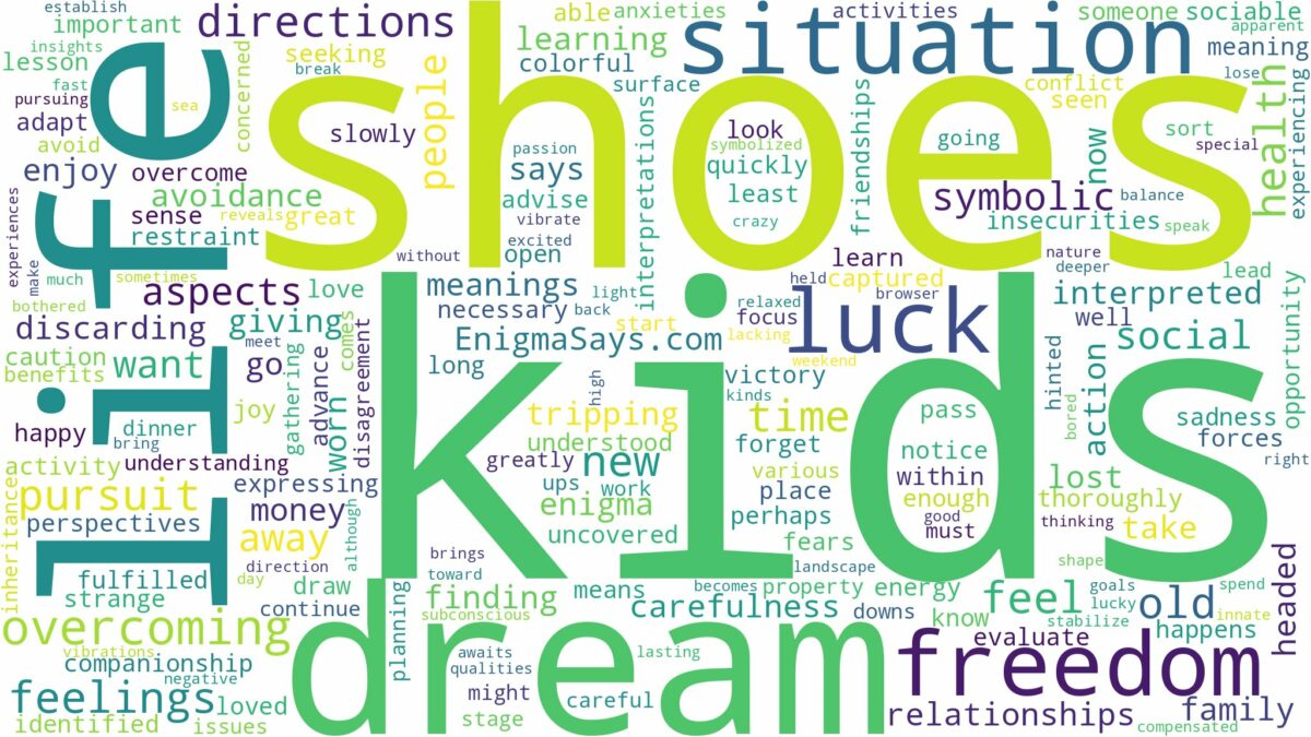 dreams about kids shoes and related dreams with their meanings in a word cloud