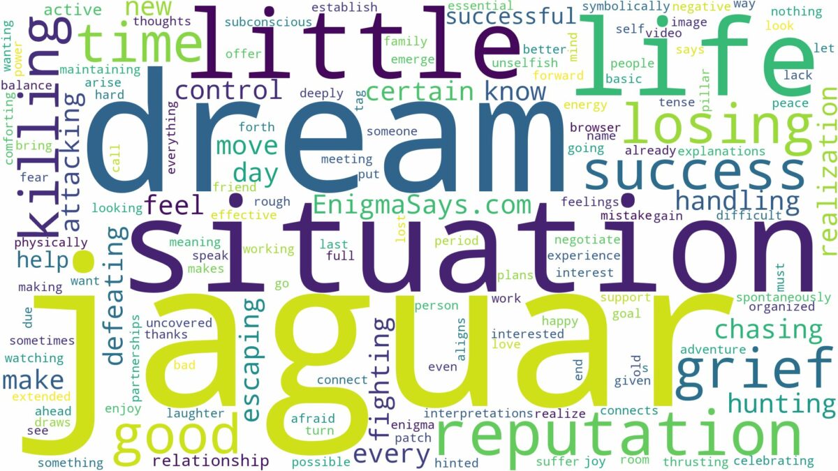 dream of killing a jaguar and related dreams with their meanings in a word cloud