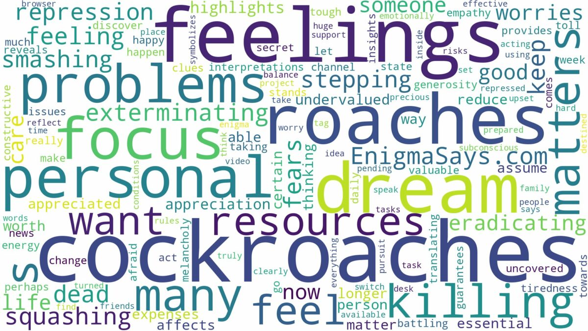 dreaming of killing many cockroaches and related dreams with their meanings in a word cloud